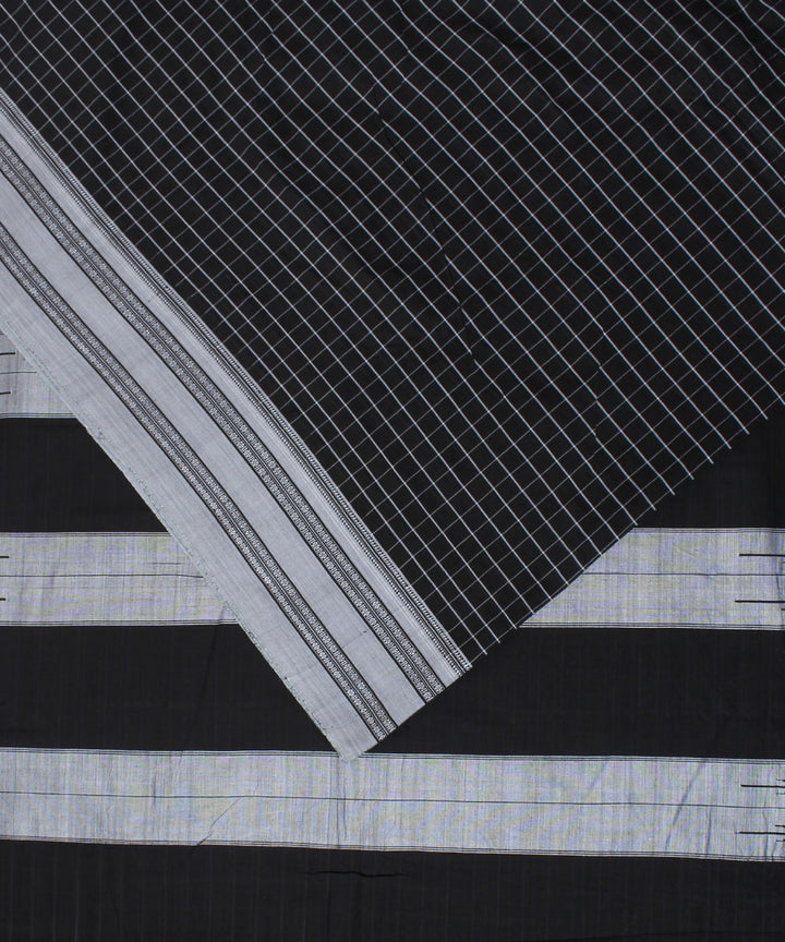 Black handloom cotton art silk gayatri border ilkal saree