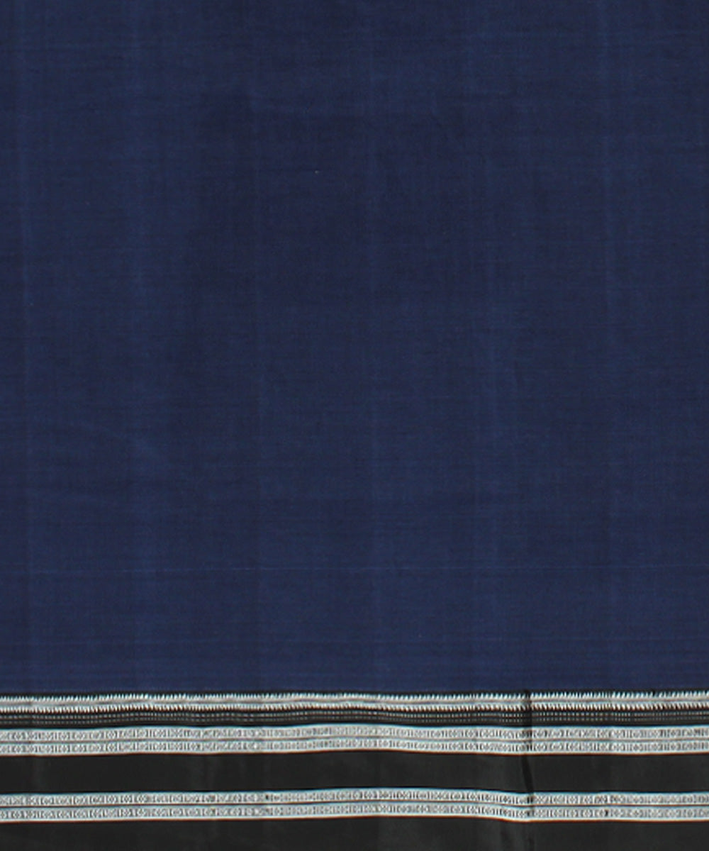 Blue black handwoven cotton art silk gayatri border ilkal saree