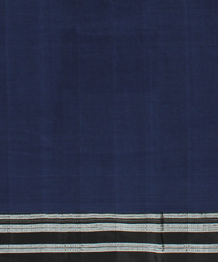 Blue black handwoven cotton art silk gayatri border ilkal saree