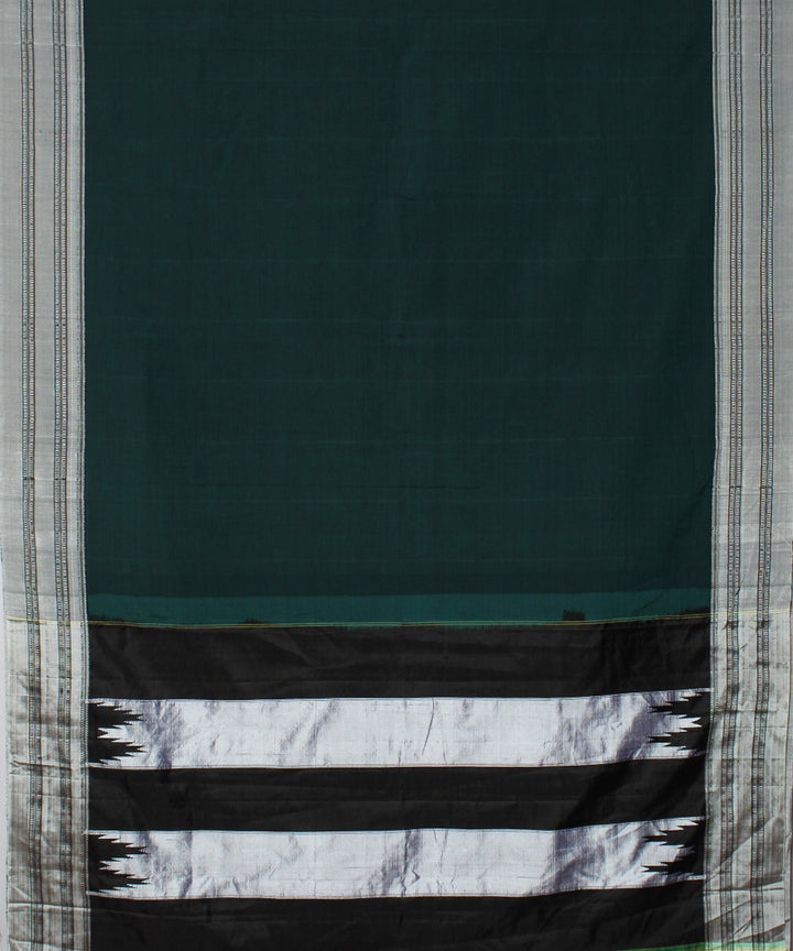 Dark green black handwoven cotton art silk gayatri border ilkal saree