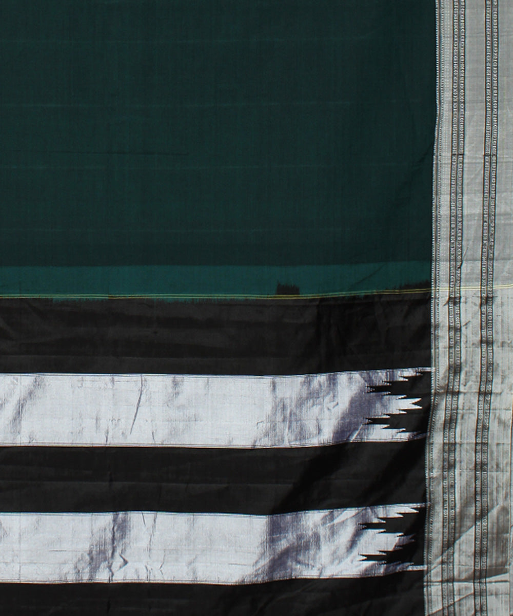 Dark green black handwoven cotton art silk gayatri border ilkal saree