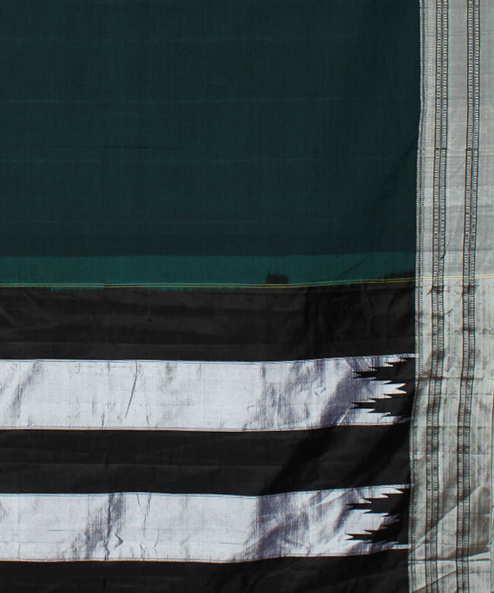 Dark green black handwoven cotton art silk gayatri border ilkal saree