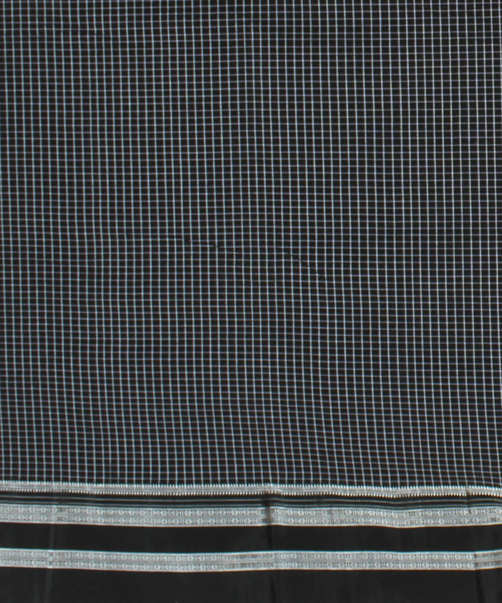 Black grey checks handwoven cotton art silk gayatri border ilkal saree