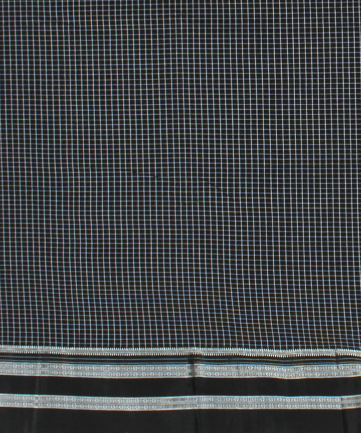 Black grey checks handwoven cotton art silk gayatri border ilkal saree