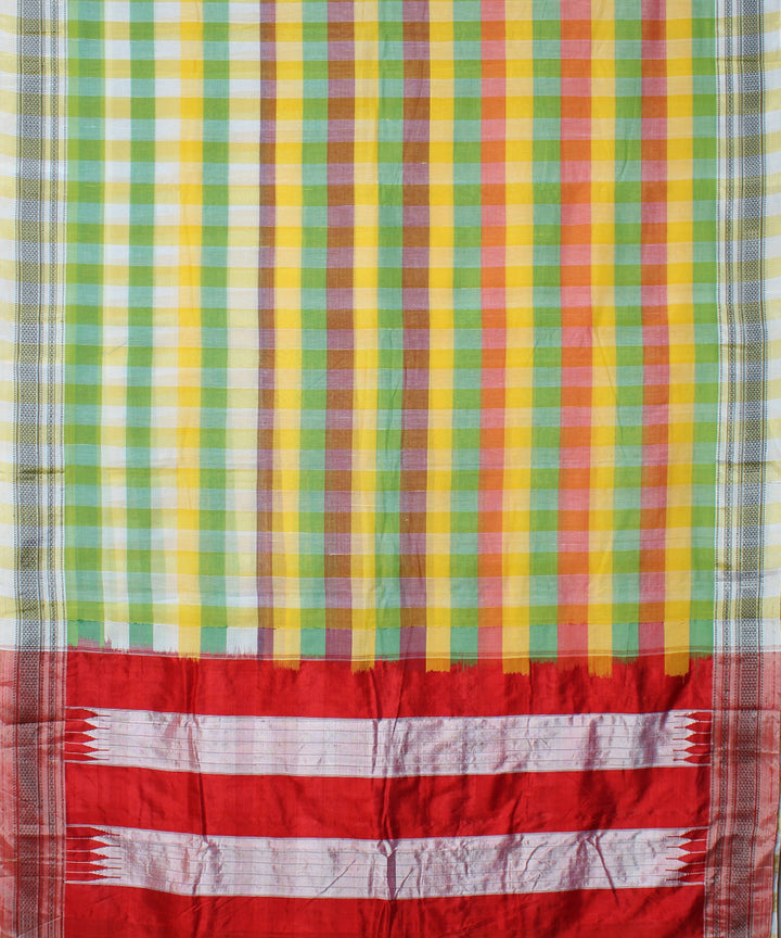 Multicolor checks handloom cotton art silk chikki paras ilkal saree