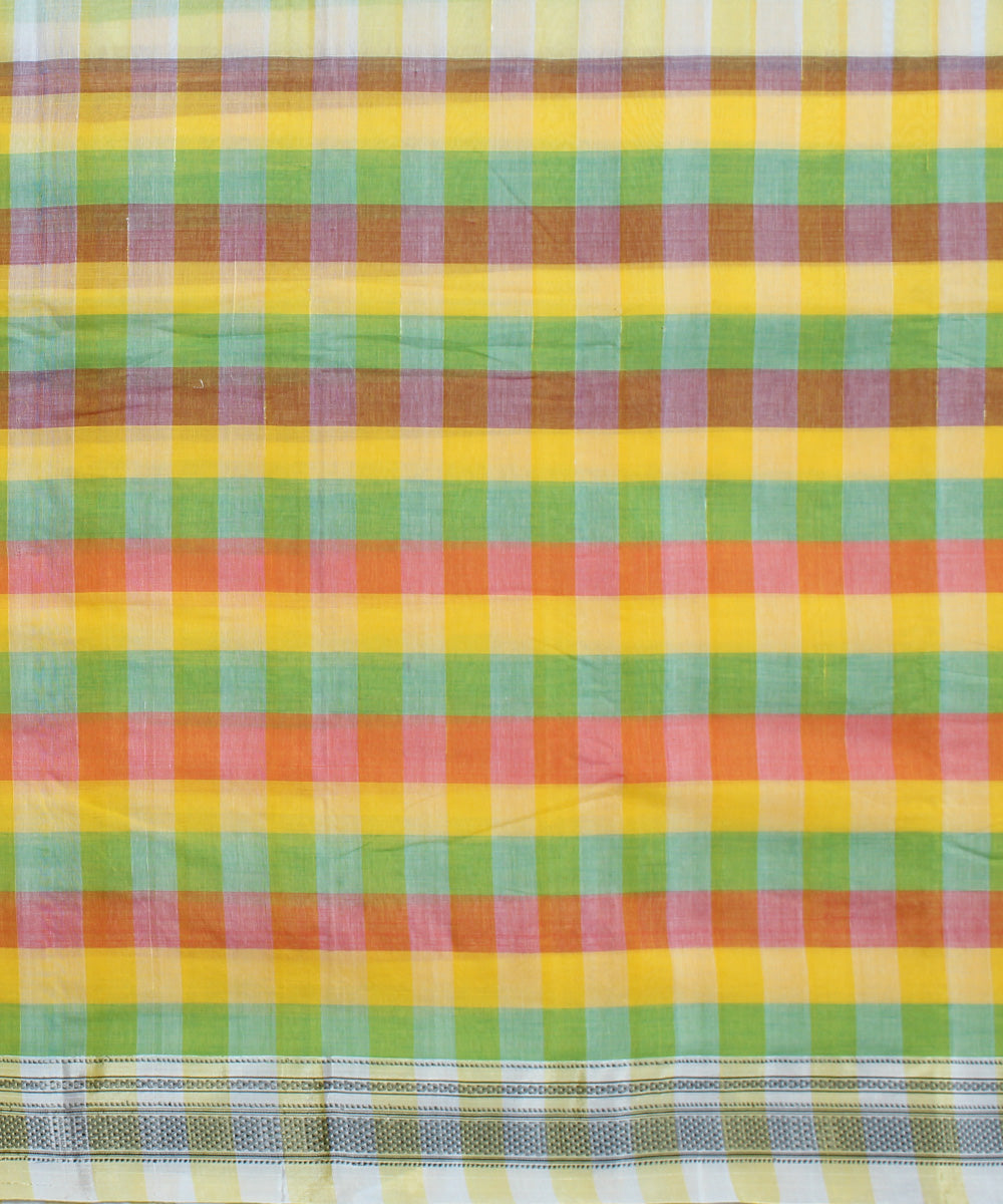 Multicolor checks handloom cotton art silk chikki paras ilkal saree
