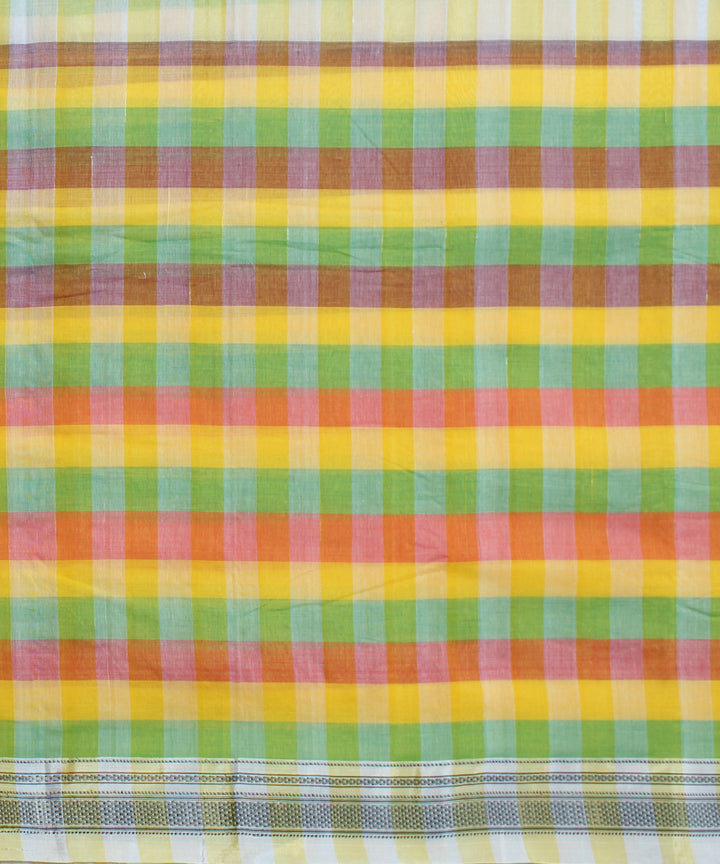 Multicolor checks handloom cotton art silk chikki paras ilkal saree