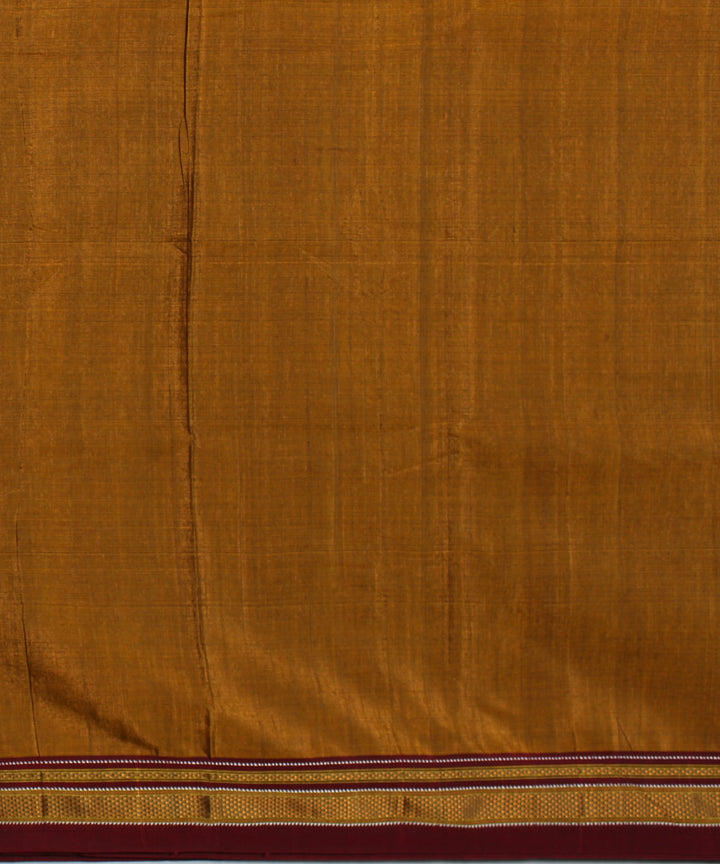 Mustard red handwoven cotton art silk chikki paras border ilkal saree