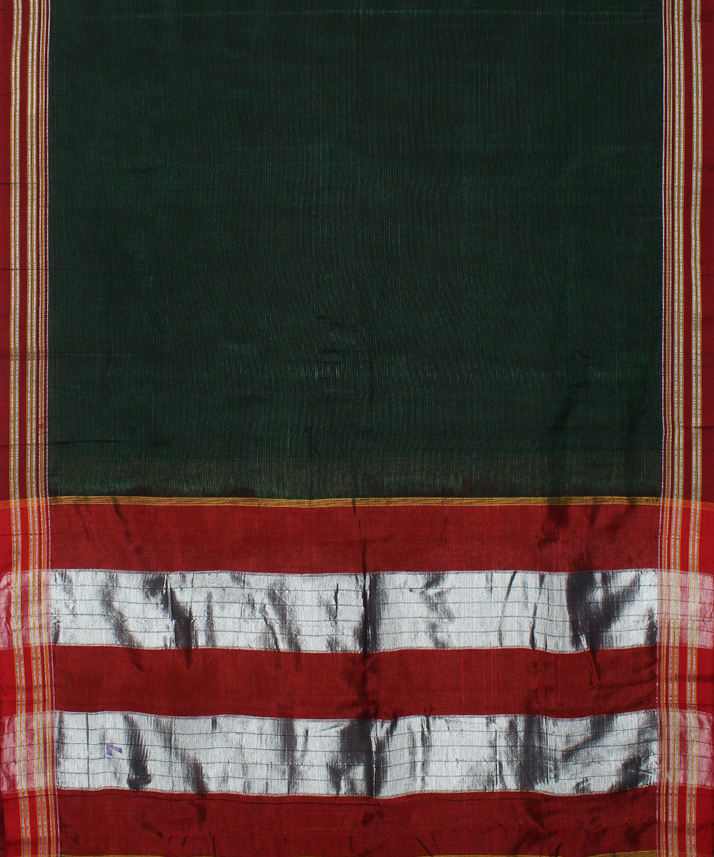 Green red handwoven cotton art silk gayatri border ilkal saree