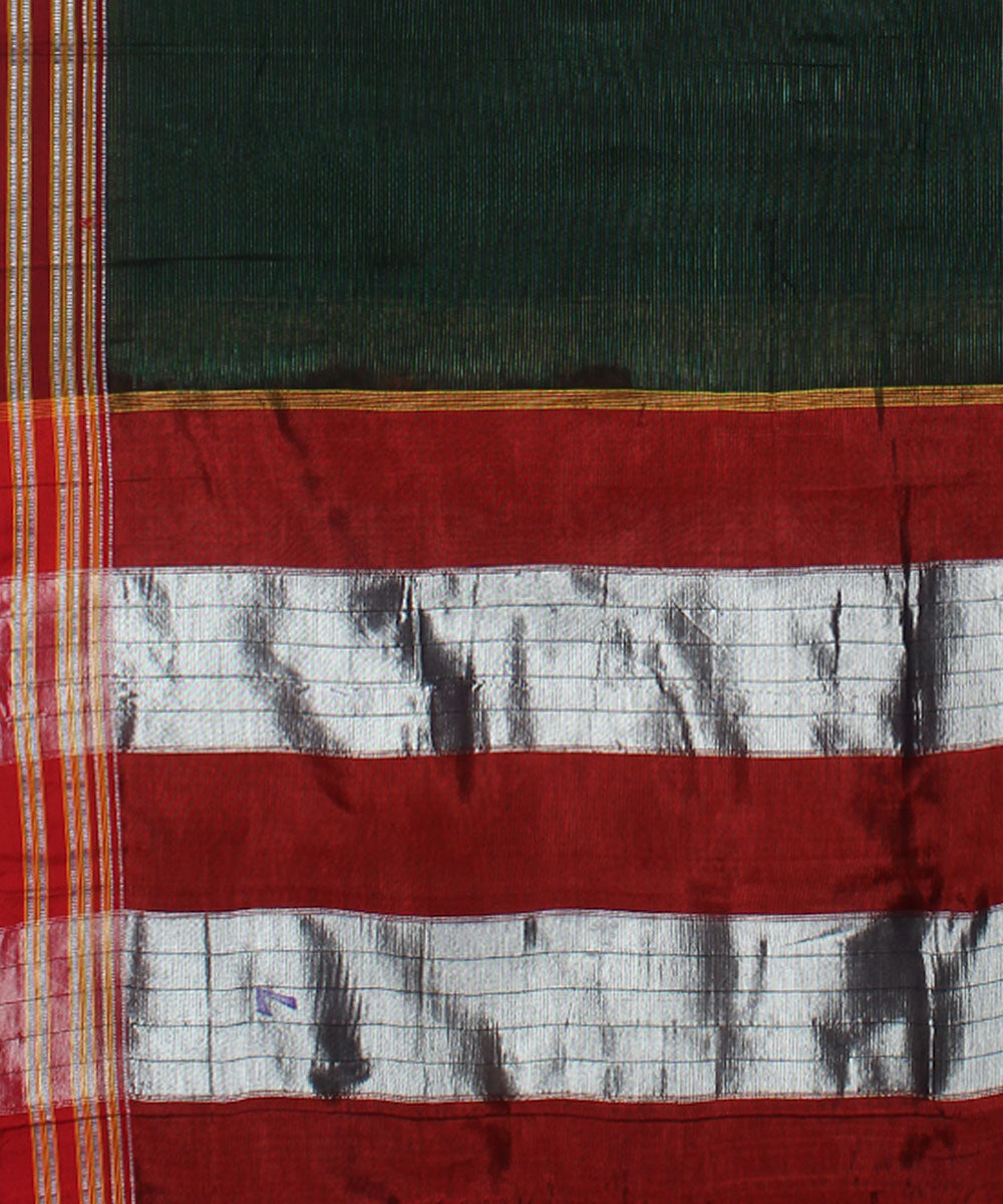 Green red handwoven cotton art silk gayatri border ilkal saree