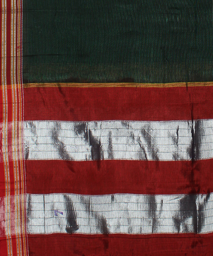 Green red handwoven cotton art silk gayatri border ilkal saree
