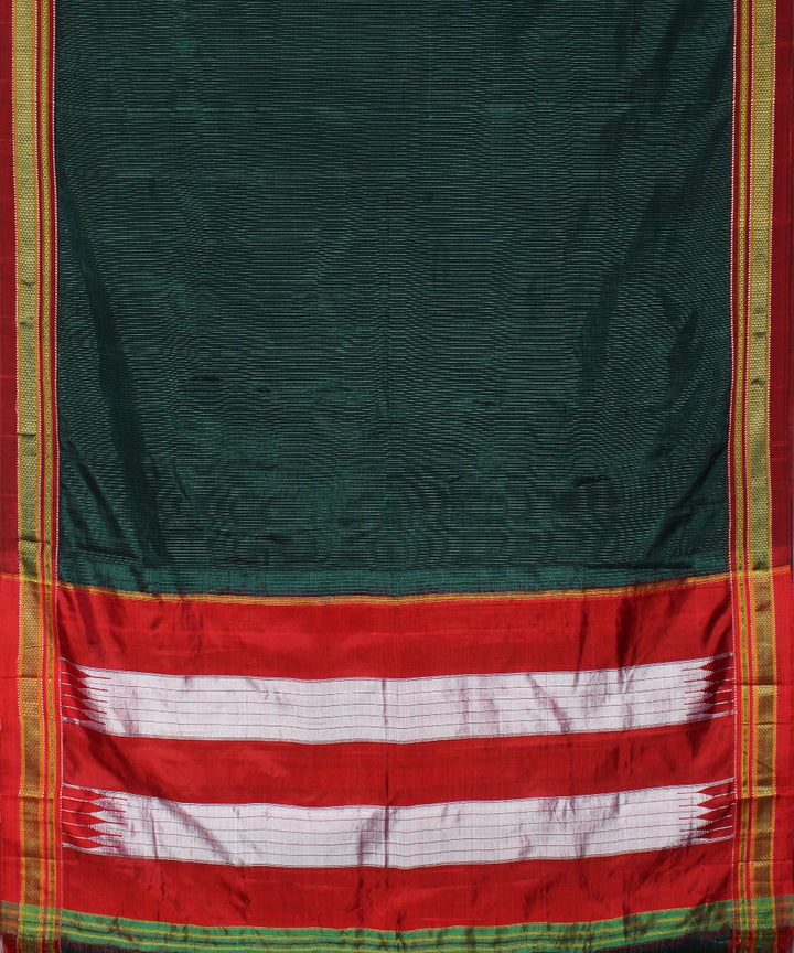 Green red handloom cotton art silk chikki paras border ilkal saree