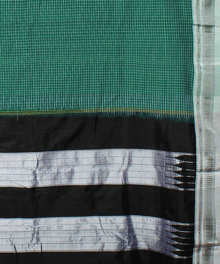 Green black handwoven cotton art silk chikki paras border ilkal saree