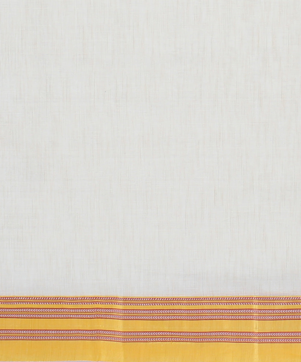 White yellow handwoven cotton art silk gayatri border ilkal saree