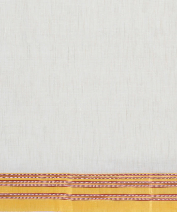 White yellow handwoven cotton art silk gayatri border ilkal saree