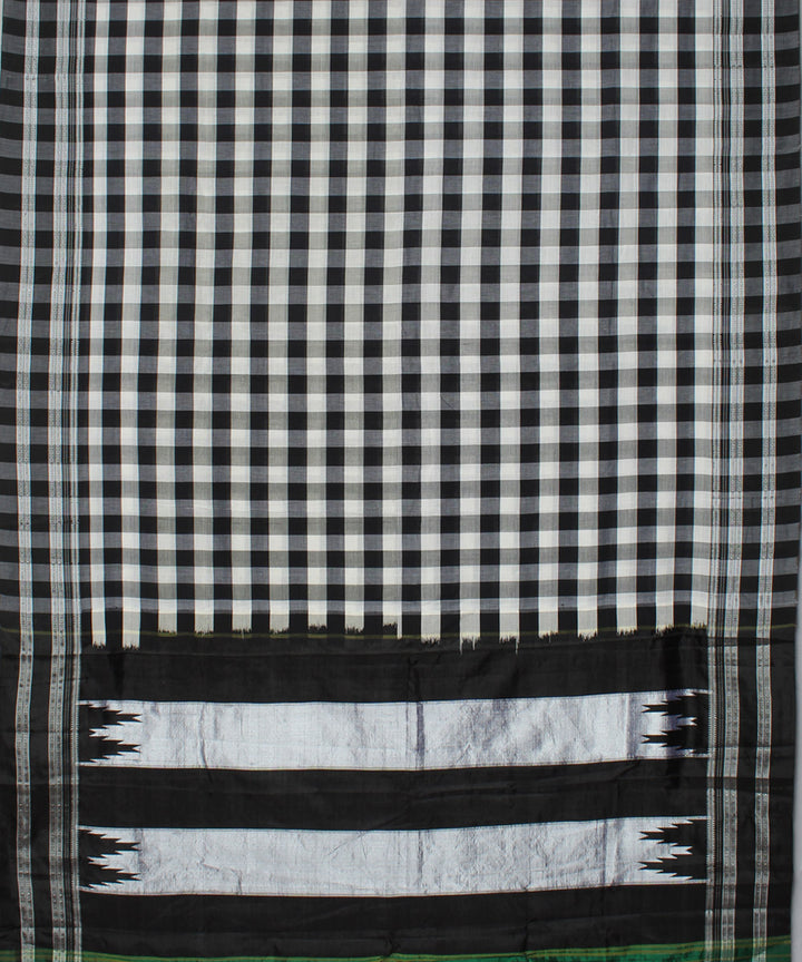 White black checks handloom cotton art silk gayatri border ilkal saree