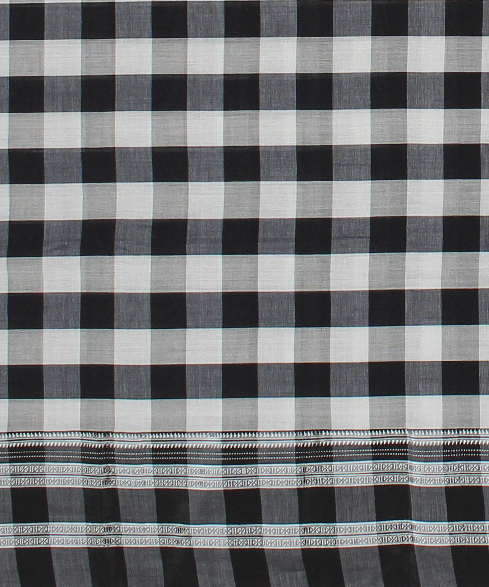 White black checks handloom cotton art silk gayatri border ilkal saree