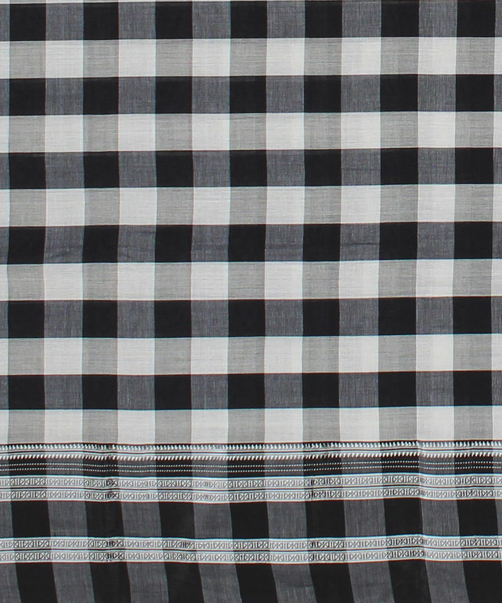 White black checks handloom cotton art silk gayatri border ilkal saree