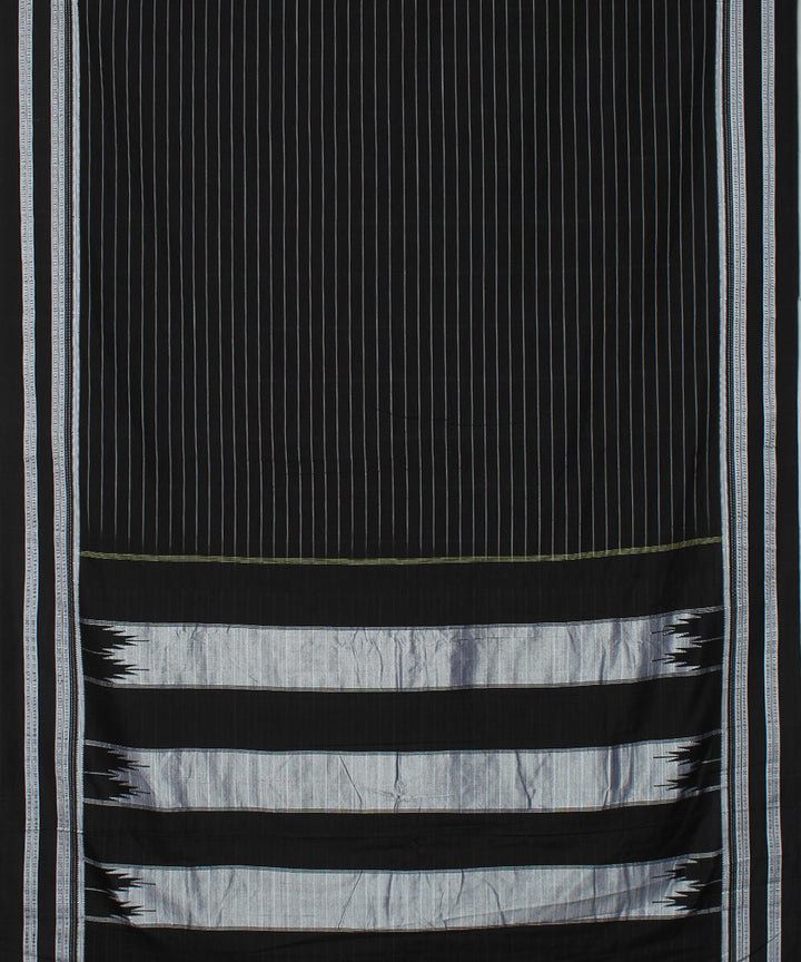 Black grey stripes handwoven cotton art silk gayatri ilkal saree