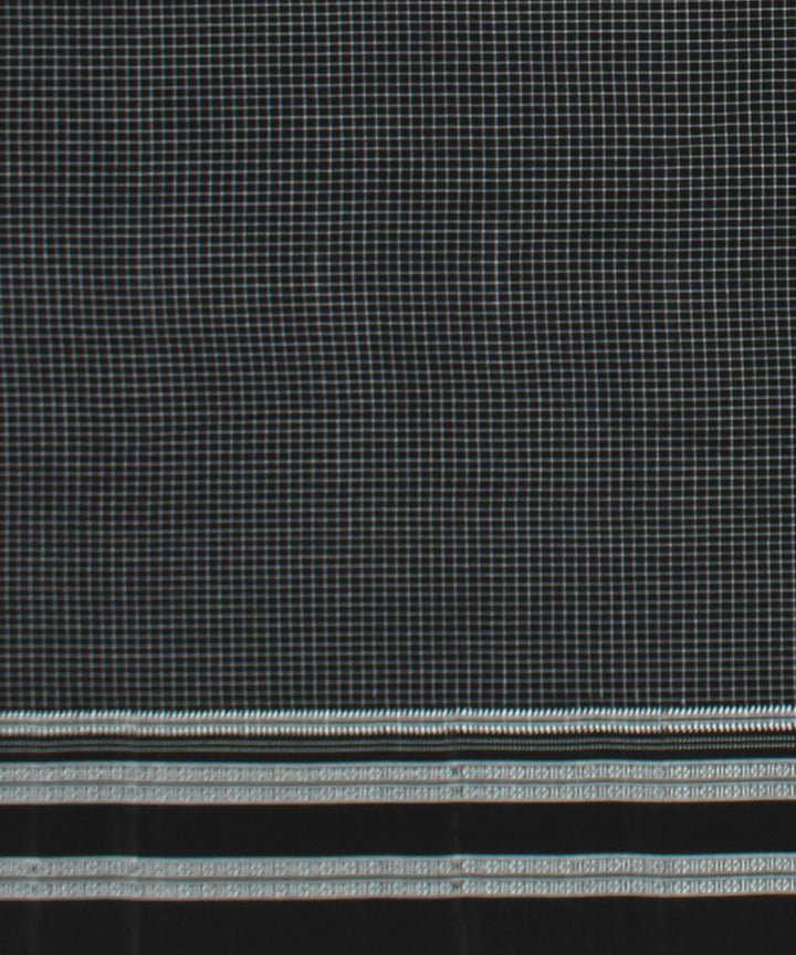 Grey black checks handwoven cotton art silk gayatri border ilkal saree