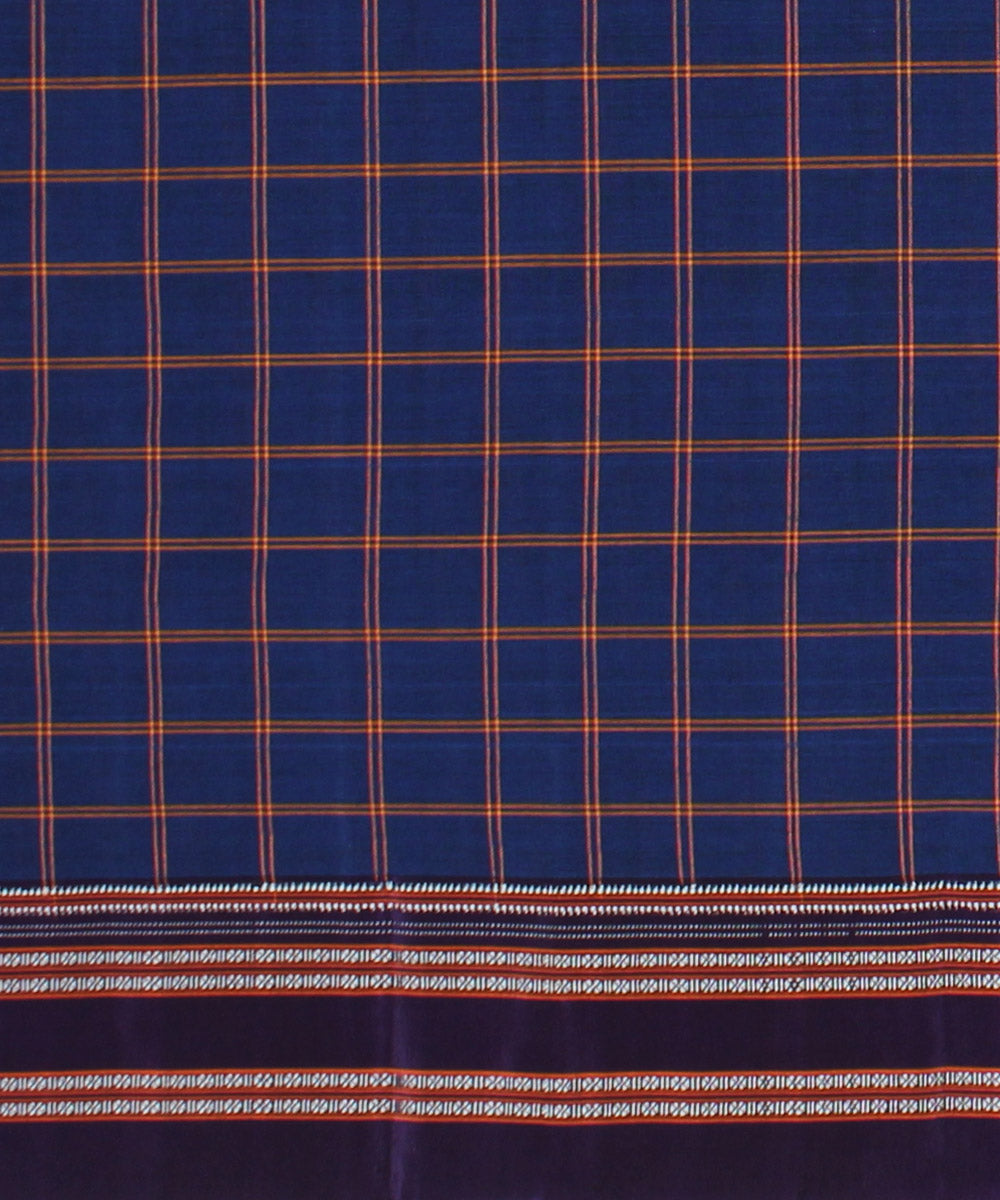Blue purple handwoven cotton art silk gayatri border ilkal saree