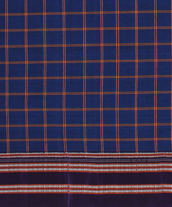 Blue purple handwoven cotton art silk gayatri border ilkal saree