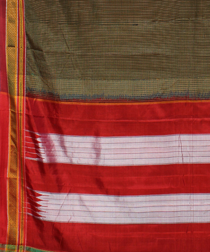 Mud brown red handwoven cotton art silk chikki paras ilkal saree