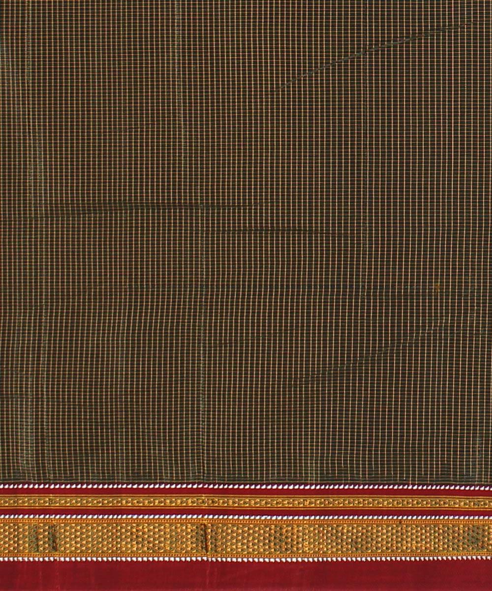 Mud brown red handwoven cotton art silk chikki paras ilkal saree