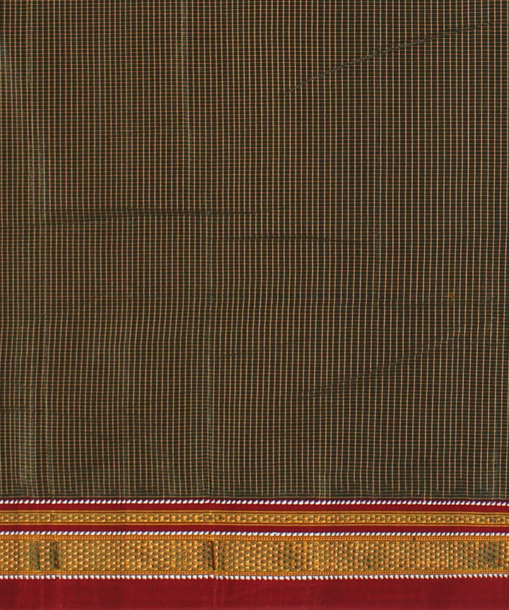 Mud brown red handwoven cotton art silk chikki paras ilkal saree