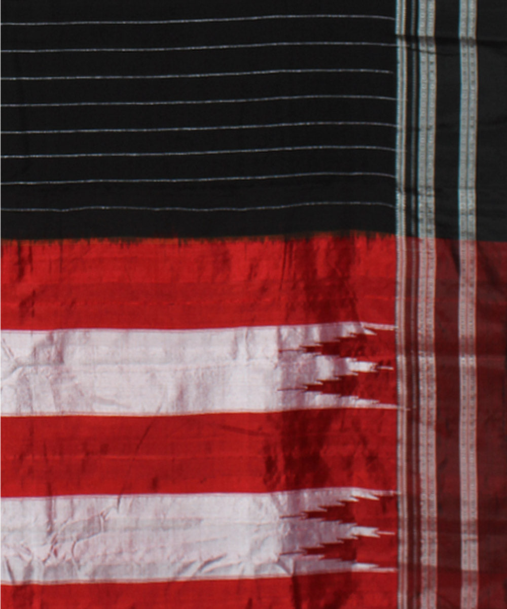Black red handloom cotton art silk gayatri border ilkal saree