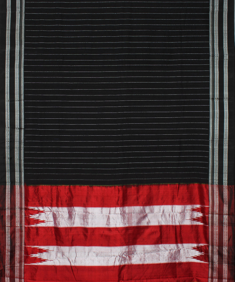 Cool black red handwoven cotton art silk gayatri border ilkal saree