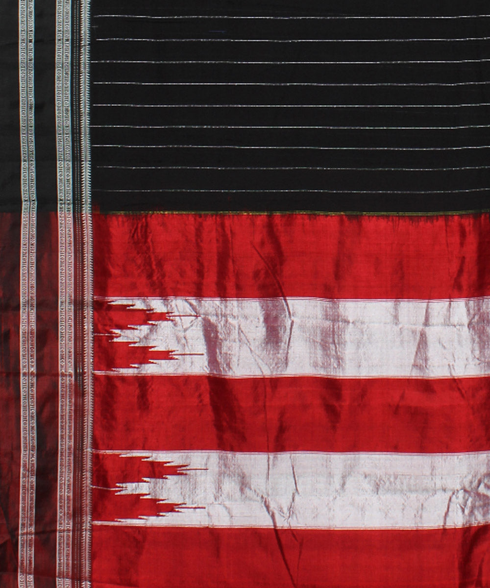 Cool black red handwoven cotton art silk gayatri border ilkal saree