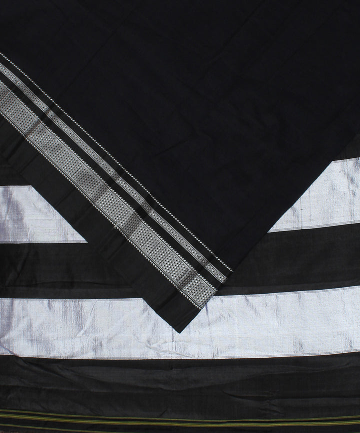 Black handwoven cotton art silk chikki paras border ilkal saree
