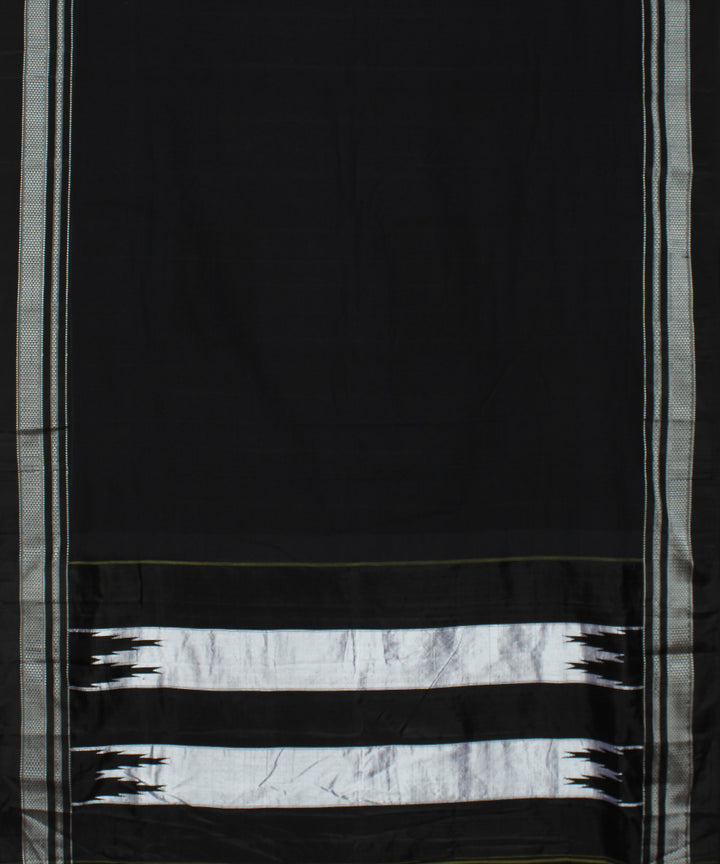 Black handwoven cotton art silk chikki paras border ilkal saree