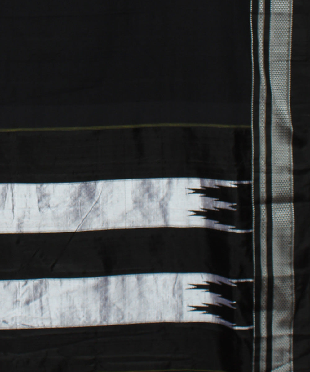 Black handwoven cotton art silk chikki paras border ilkal saree