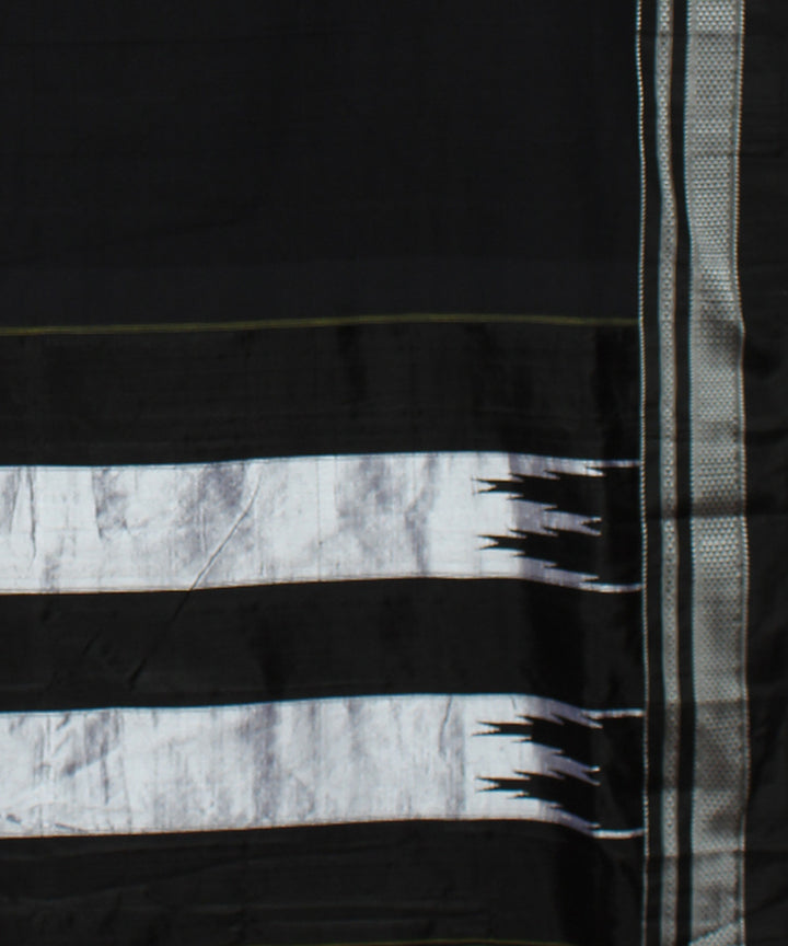 Black handwoven cotton art silk chikki paras border ilkal saree