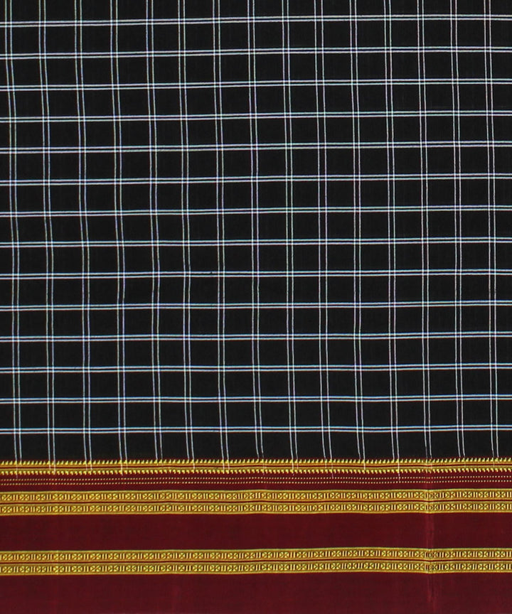 Black white handwoven cotton art silk gayatri border ilkal saree