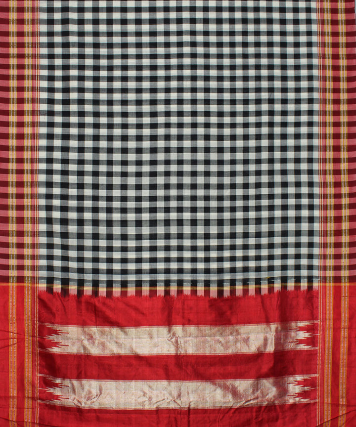 White black checks handwoven cotton art silk gayatri ilkal saree