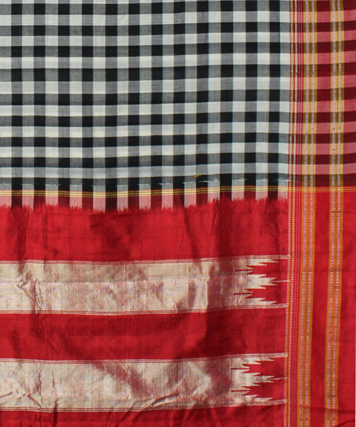 White black checks handwoven cotton art silk gayatri ilkal saree