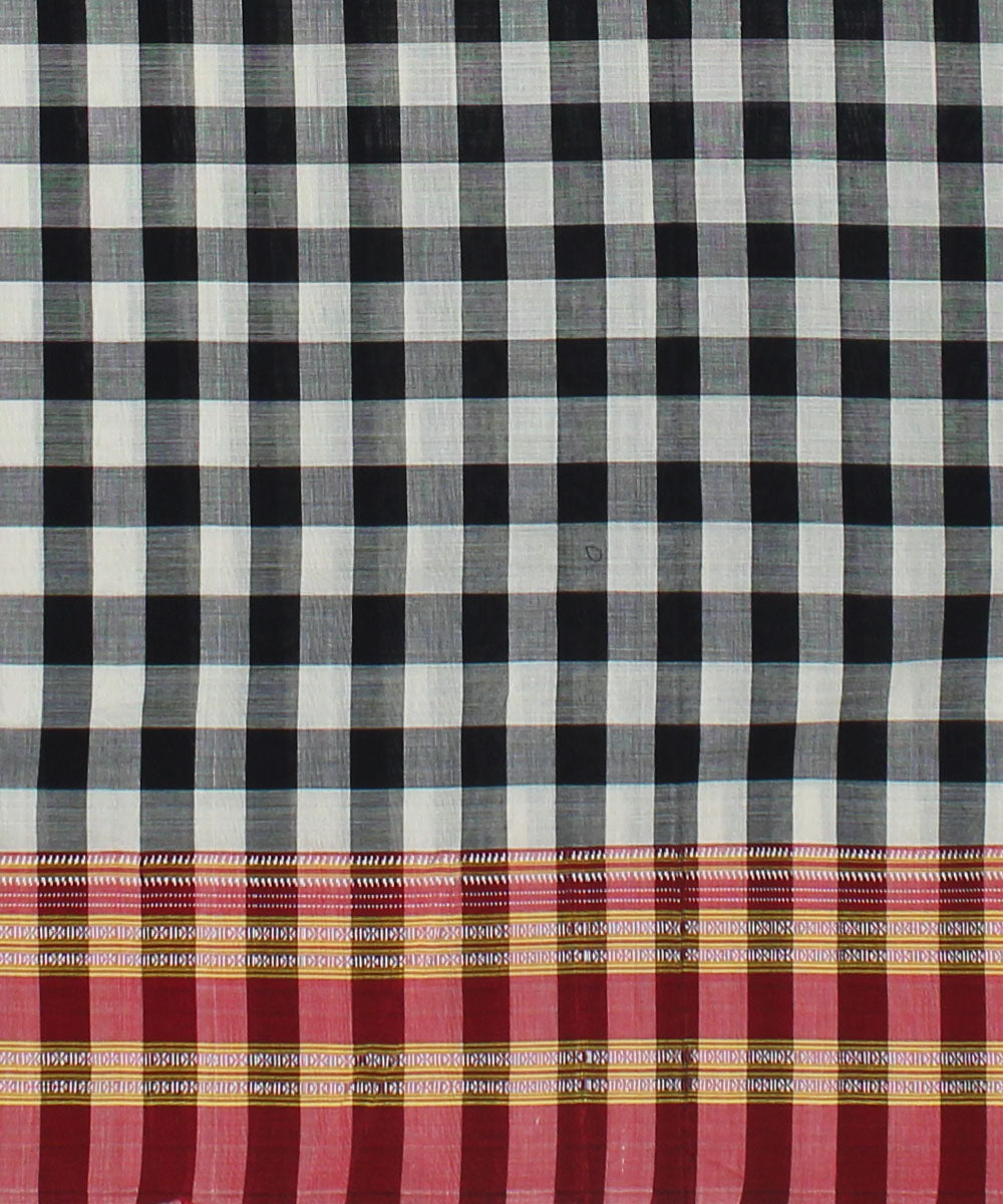 White black checks handwoven cotton art silk gayatri ilkal saree