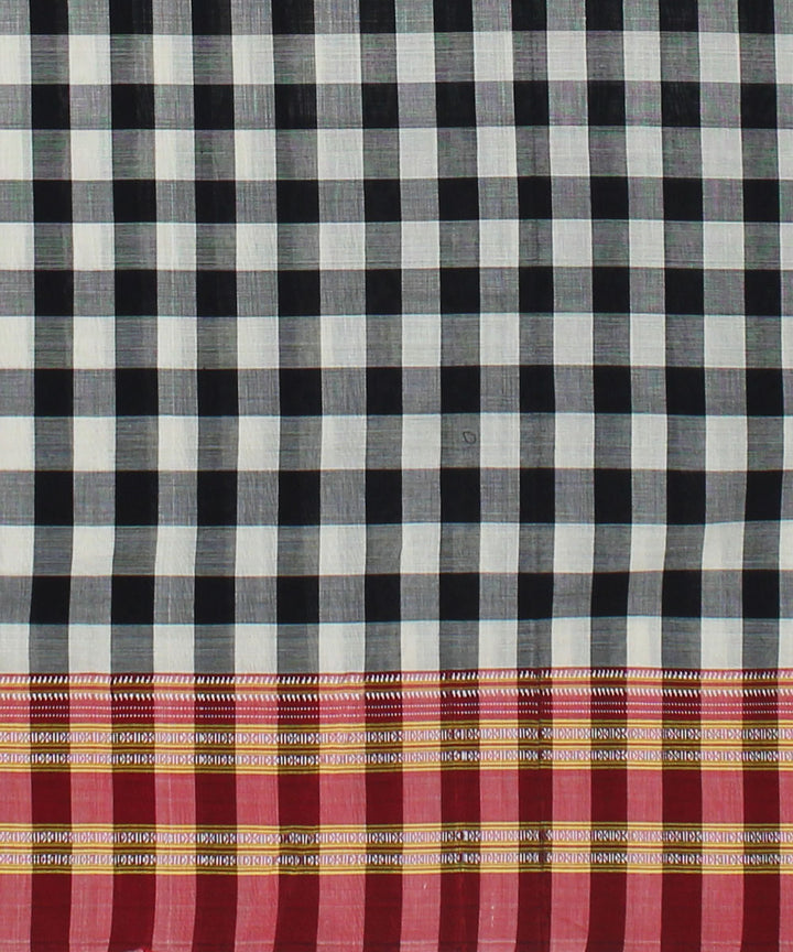 White black checks handwoven cotton art silk gayatri ilkal saree