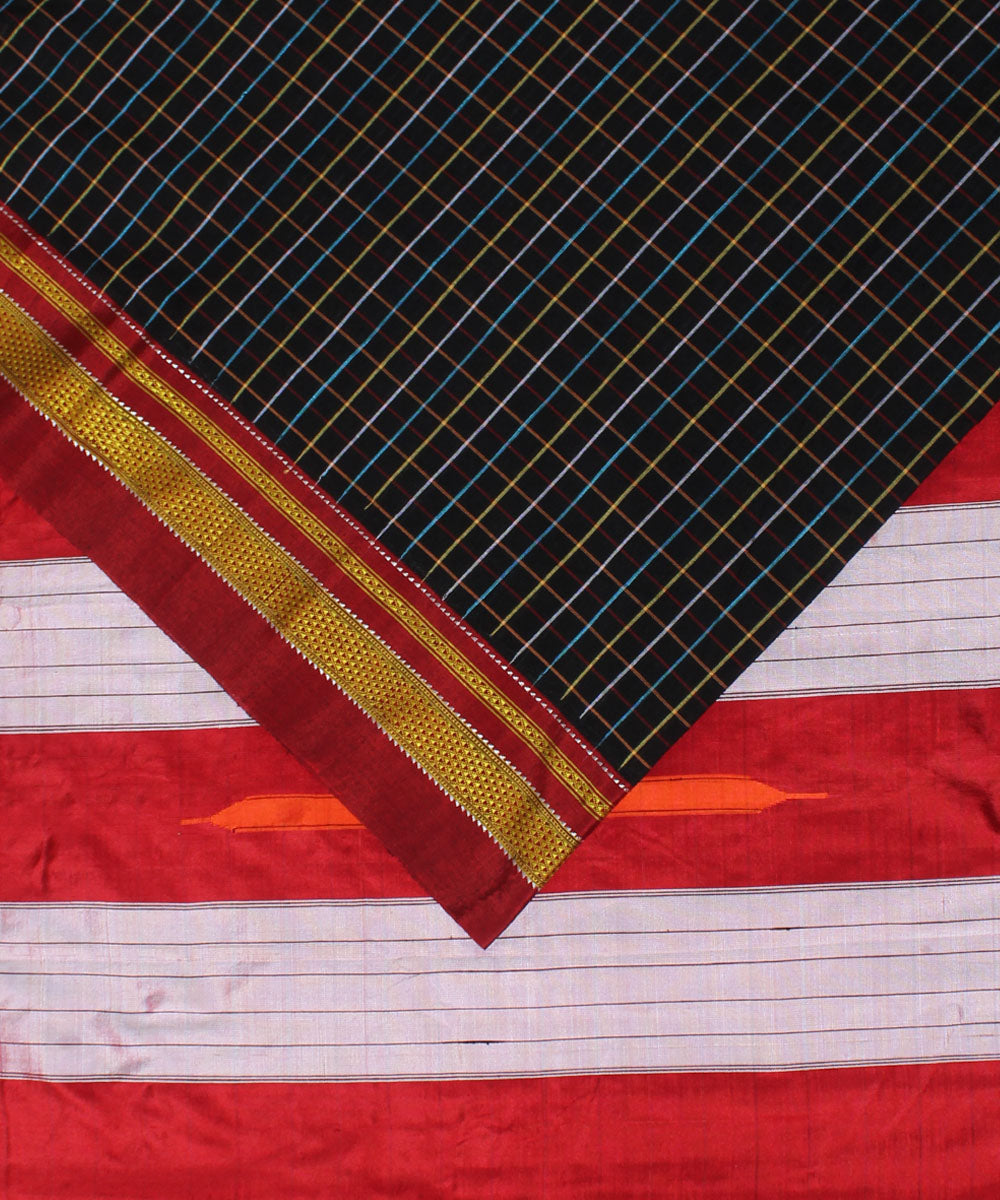 Cool black red handloom cotton art silk chikki paras ilkal saree