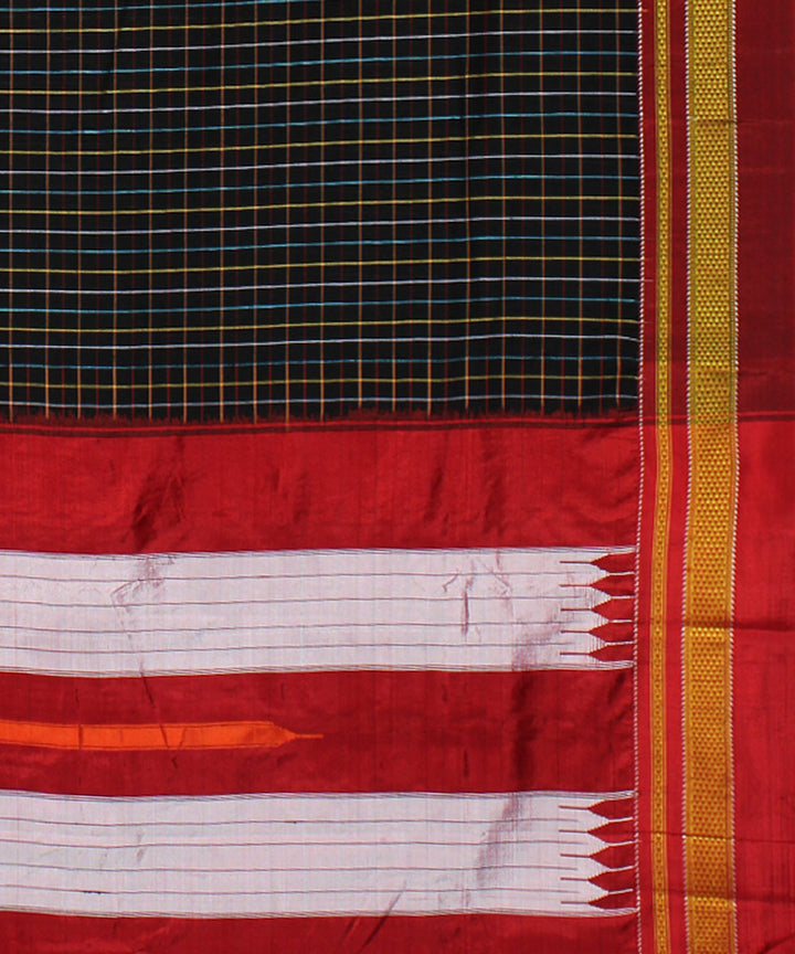 Cool black red handloom cotton art silk chikki paras ilkal saree