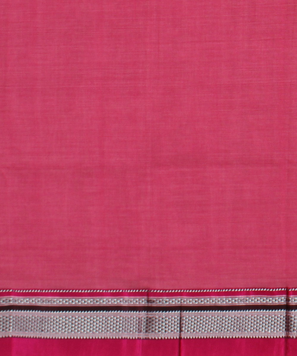 Pink red handwoven cotton art silk chikki paras border ilkal saree