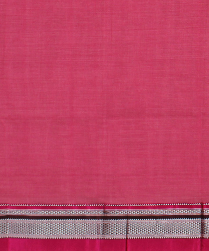 Pink red handwoven cotton art silk chikki paras border ilkal saree