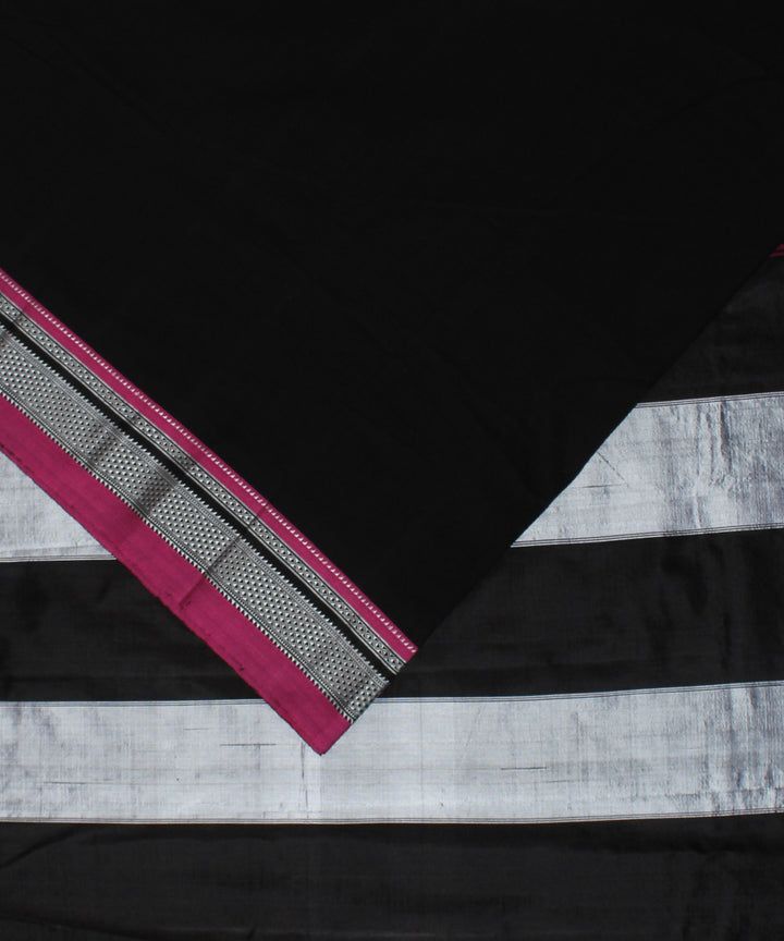 Cool black handwoven cotton art silk chikki paras border ilkal saree
