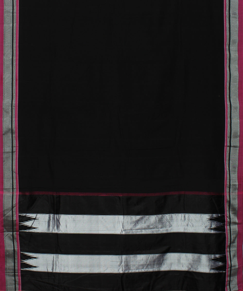 Cool black handwoven cotton art silk chikki paras border ilkal saree