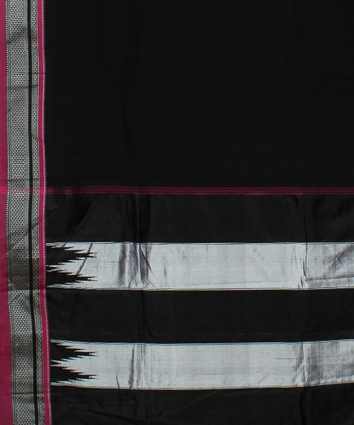 Cool black handwoven cotton art silk chikki paras border ilkal saree