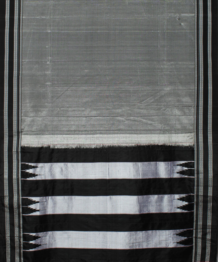 Grey black handloom cotton art silk gayatri border ilkal saree