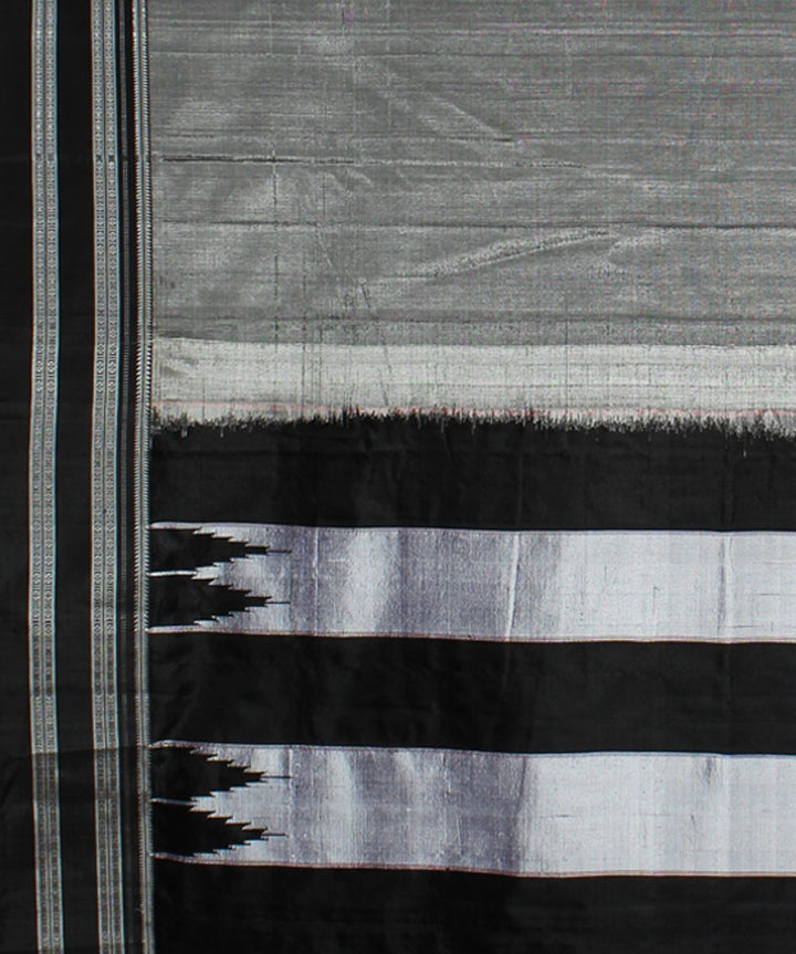 Grey black handloom cotton art silk gayatri border ilkal saree